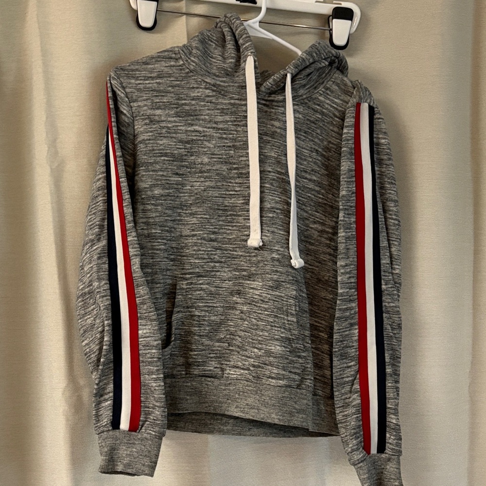 Reflex Heather Gray Hoodie with Red and Blue Accents